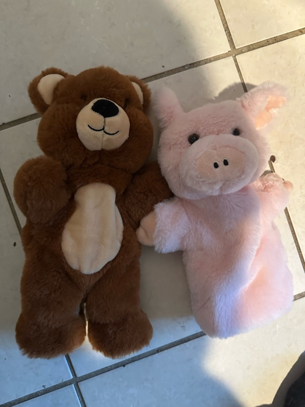 Plush Bear and Pink Pig Hand Puppets - Soft Plush Set